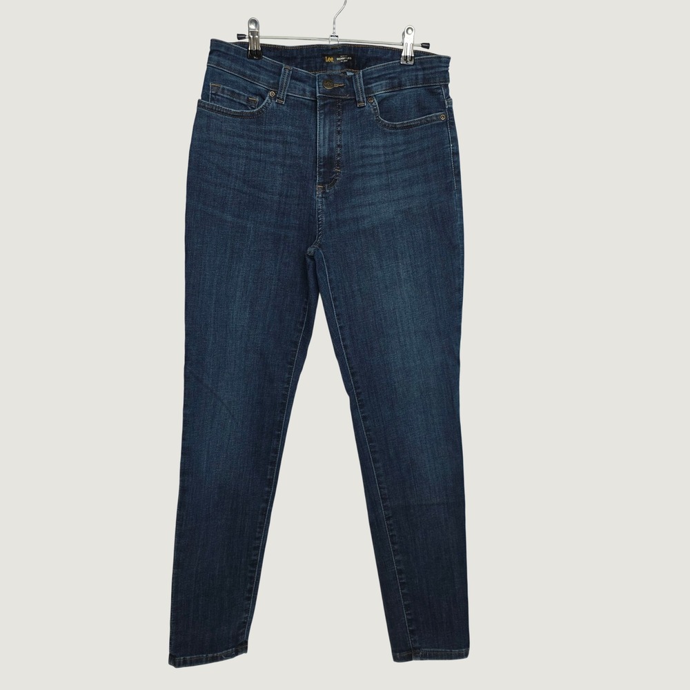 Lee Skinny Leg Jeans Womens 10M Dark Blue Excellent Sculpting Mid Rise Slim Fit